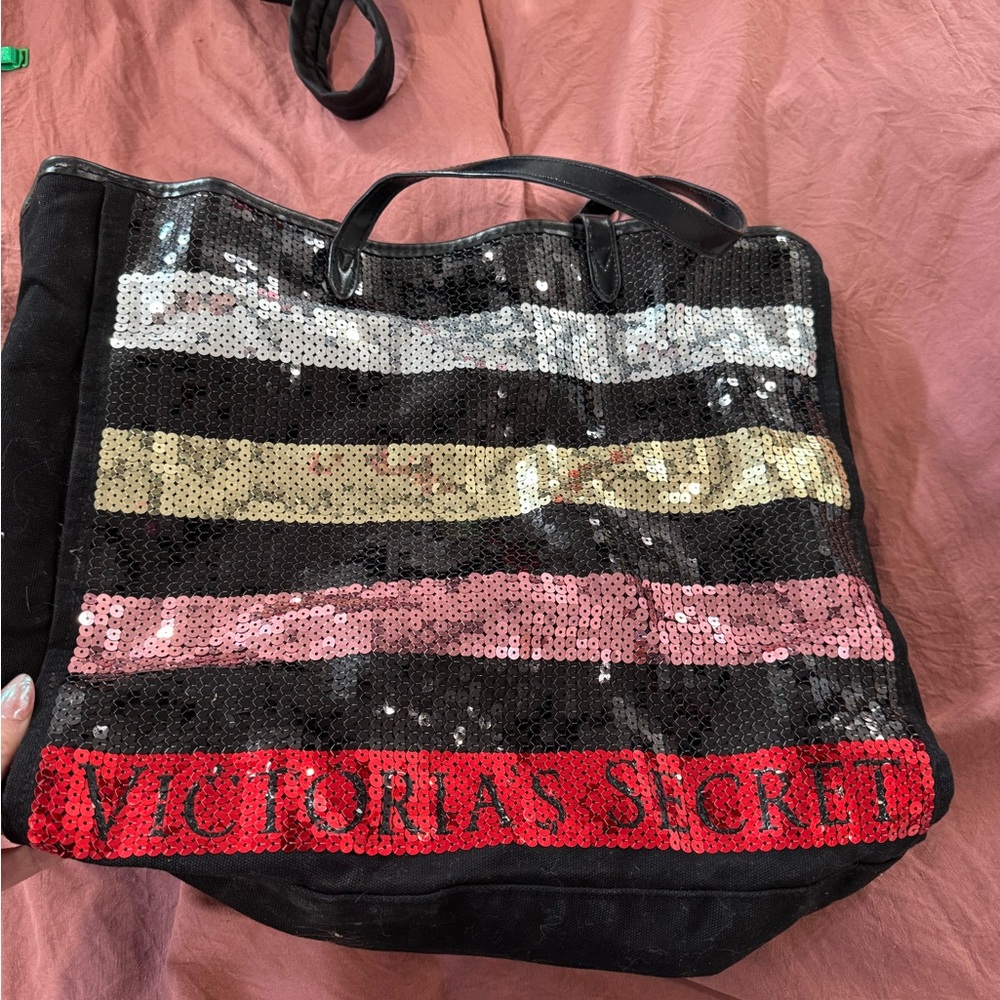 Victoria's Secret Glam Sequin Tote - Black, Pink, Gold, Red